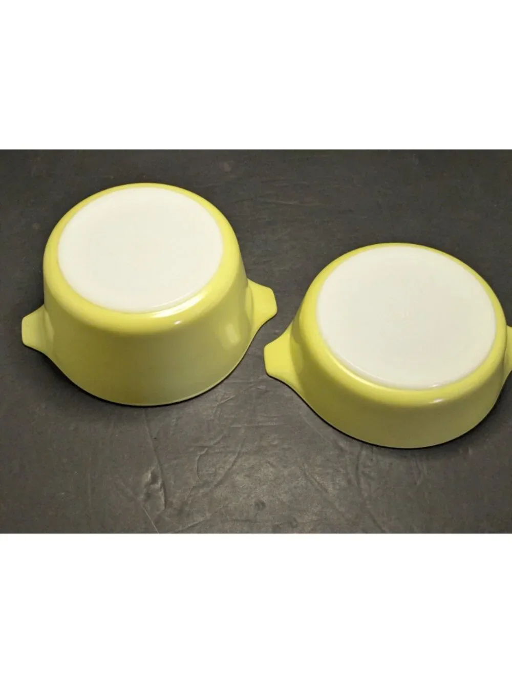 Vintage Pyrex Yellow & Green Casserole Dishes Lot Of 2 - 471 1 PT & 473 1 QT Wit